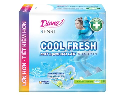 Lốc 4 gói băng vệ sinh Diana Sensi Cool không cánh 20 miếng - Hình ảnh 2