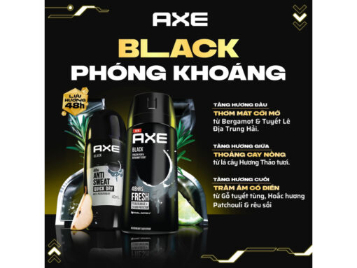 Lăn khử mùi AXE Black hương cam bergamot và lê tuyết 40ml - Hình ảnh 2