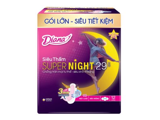 Lốc 4 gói băng vệ sinh ban đêm Diana Super Night siêu thấm chống tràn có cánh 12 miếng - Hình ảnh 2