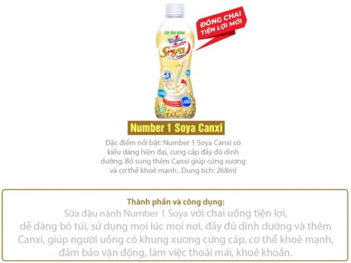 Lốc 6 chai sữa đậu nành Number1 Soya Canxi 268ml - Hình ảnh 5