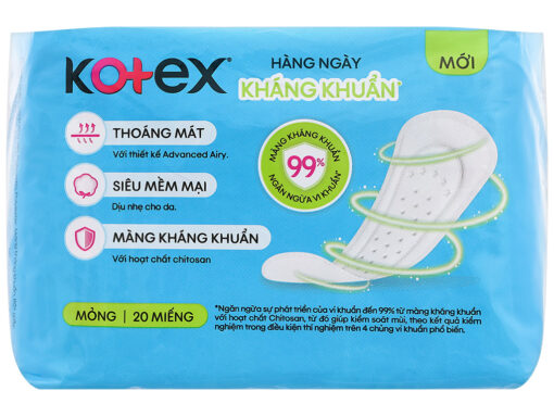 Lốc 8 gói băng vệ sinh hàng ngày Kotex siêu mềm kháng khuẩn 20 miếng - Hình ảnh 4