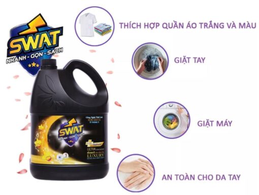 Nước giặt xả Swat Luxury hương hoa thiên nhiên can 3.8kg( tặng kèm 1 túi nước rửa chén : SL có hạn) - Hình ảnh 2