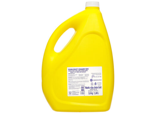 Nước rửa chén Sunlight Chanh 100 đánh bay dầu mỡ cứng đầu can 3,6kg - Hình ảnh 4