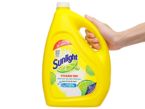 Nước rửa chén Sunlight Chanh 100 đánh bay dầu mỡ cứng đầu can 3,6kg - Hình ảnh 5