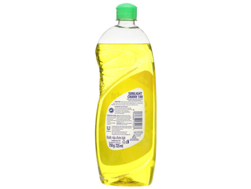 Nước rửa chén Sunlight Chanh 100 đánh bay dầu mỡ cứng đầu chai 725ml - Hình ảnh 3