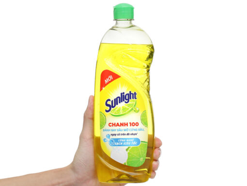 Nước rửa chén Sunlight Chanh 100 đánh bay dầu mỡ cứng đầu chai 725ml - Hình ảnh 2