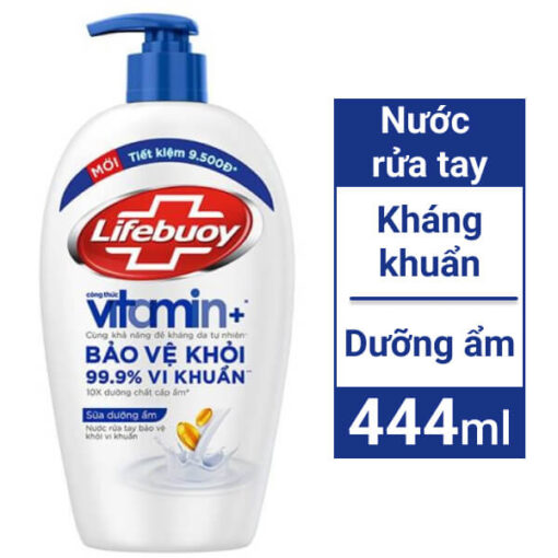 Nước rửa tay Lifebuoy sữa dưỡng ẩm bảo vệ khỏi 99.9% vi khuẩn chai 444ml