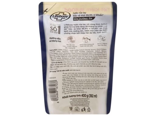 Nước rửa tay Lifebuoy sữa dưỡng ẩm sữa dưỡng ẩm bảo vệ khỏi 99.9% vi khuẩn túi 392ml - Hình ảnh 2