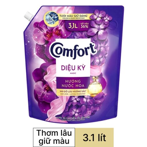 Nước xả vải Comfort đậm đặc hương nước hoa thiên nhiên diệu kỳ túi 3.1 lít