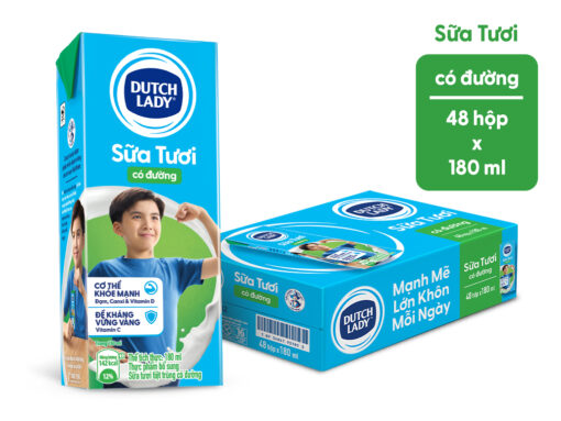 Thùng 48 hộp sữa tươi tiệt trùng có đường Dutch Lady 180ml