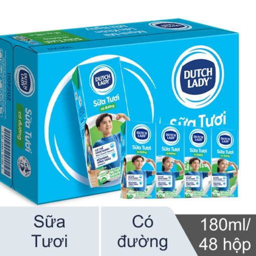 Thùng 48 hộp sữa tươi tiệt trùng có đường Dutch Lady 180ml - Hình ảnh 2