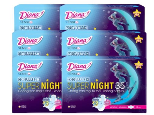 Lốc 6 gói băng vệ sinh ban đêm Diana Cool Fresh có cánh 3 miếng - Hình ảnh 3