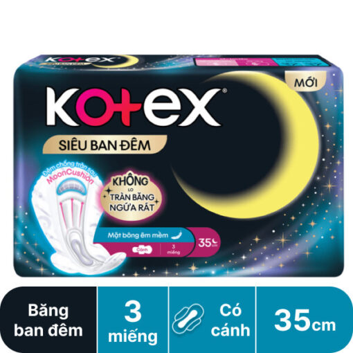 Băng Vệ Sinh Kotex Ban Đêm chống tràn 3 miếng