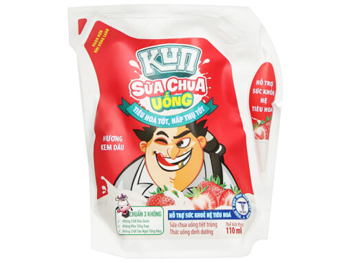 Sữa chua uống tiệt trùng hương kem dâu Lof Kun túi 110ml