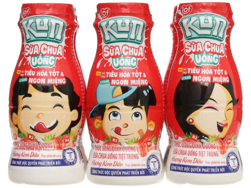 Lốc 6 chai sữa chua uống kem dâu Lof Kun 85ml - Hình ảnh 2