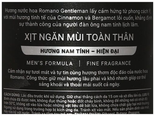 Xịt khử mùi toàn thân Romano Gentleman 150ml - Hình ảnh 6