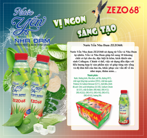 Thùng Yến Nha Đam zezo 68  (24chaix500ml)- Tân Tiến Phát - Hình ảnh 4