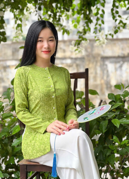 Áo Bà Ba gấm lụa 2 da 0442 - Hình ảnh 3