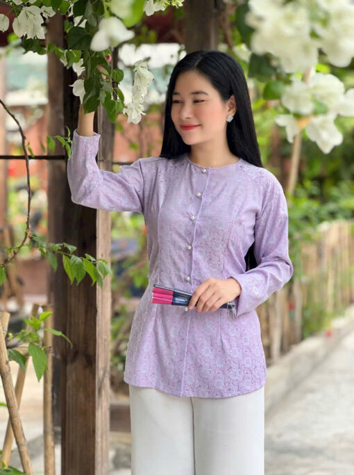 Áo Bà Ba gấm lụa 2 da 0442 - Hình ảnh 10