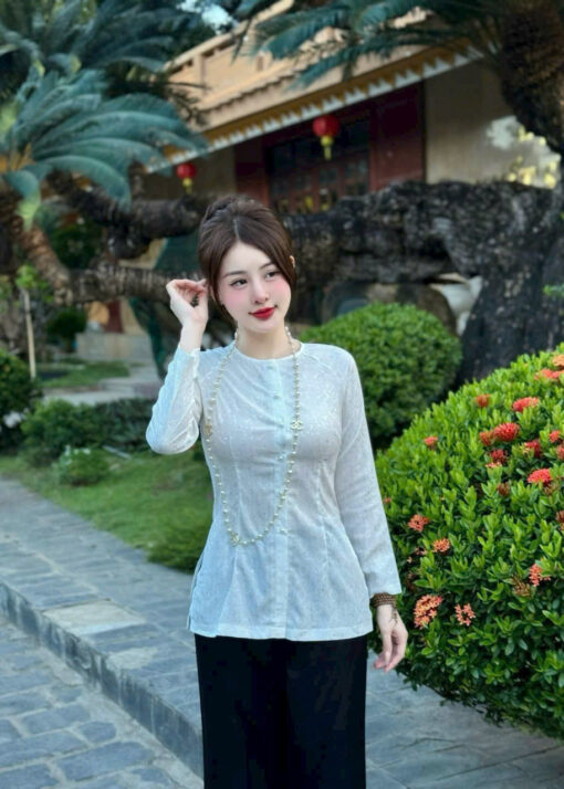 Áo Bà Ba gấm lụa 2 da 0442 - Hình ảnh 13