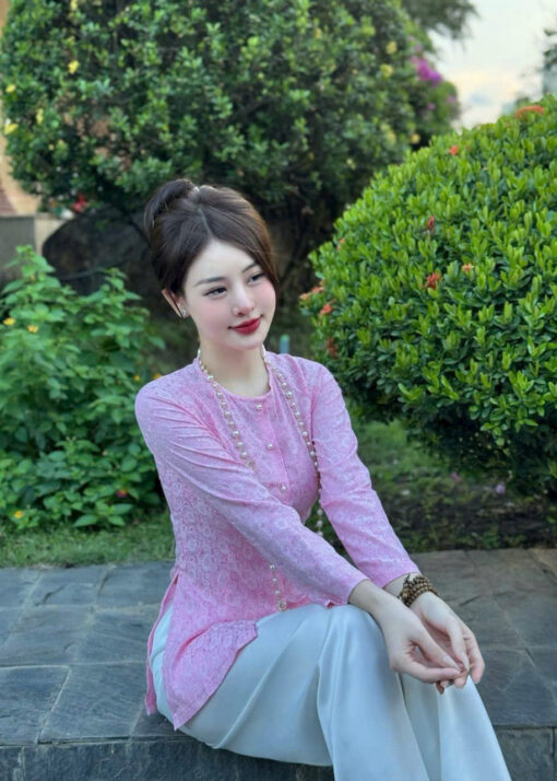 Áo Bà Ba gấm lụa 2 da 0442 - Hình ảnh 2