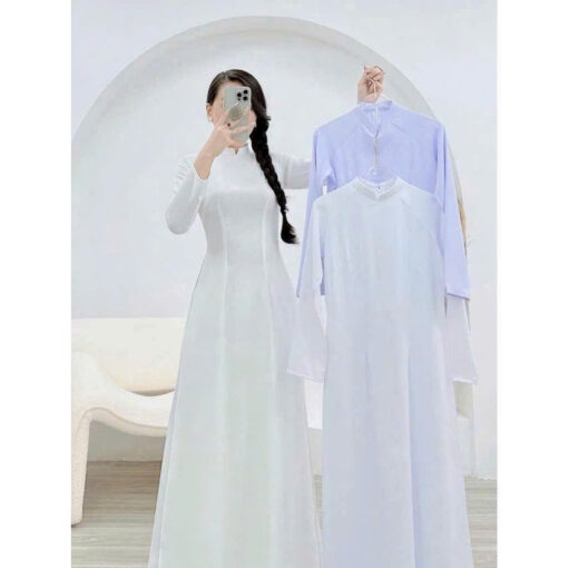 Áo Dài Học Sinh bộ gấm lụa 0448 - Hình ảnh 4