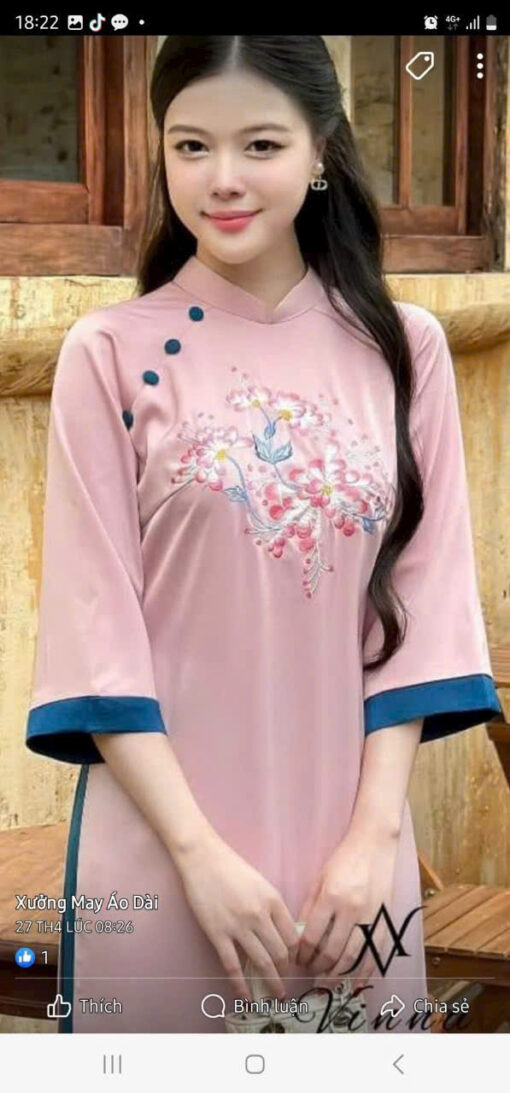  Áo Dài cao cấp bộ gấm lụạ 0451 - Hình ảnh 5