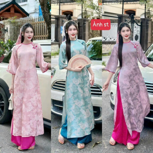 Áo Dài Cao Cấp bộ gấm lụa 0450 - Hình ảnh 2