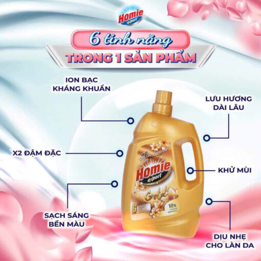 NƯỚC GIẶT XẢ CAO CẤP 6 IN 1 3,5 KG - HOMIE EXPERT GOLD - Hình ảnh 8
