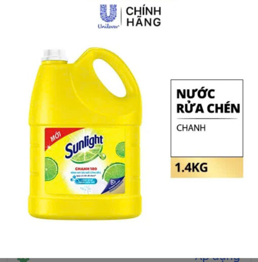 Nước rửa chén Sunlight Chanh 100 đánh bay dầu mỡ cứng đầu can 3,6kg