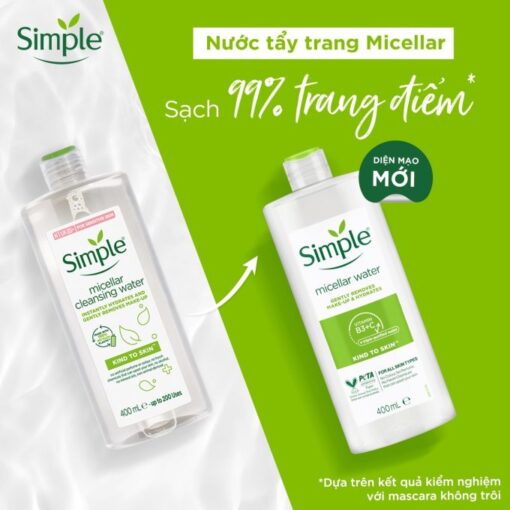 Combo Mua 2 chai Nước tẩy trang Simple Micellar làm sạch trang điểm vượt trội 200ml + tặng 1 chai ntt 200ml [CHÍNH HÃNG ĐỘC QUYỀN] - Hình ảnh 9