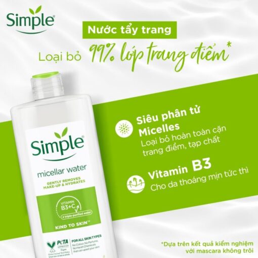 Combo Mua 2 chai Nước tẩy trang Simple Micellar làm sạch trang điểm vượt trội 200ml + tặng 1 chai ntt 200ml [CHÍNH HÃNG ĐỘC QUYỀN] - Hình ảnh 2