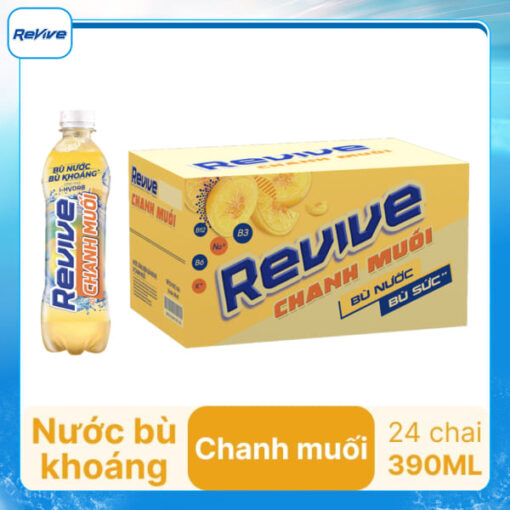 Thùng 24 chai nước bù khoáng Revive chanh muối 390ml
