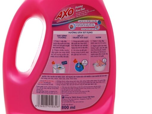 Nước tẩy quần áo màu AXO hương hoa đào 800ml - Hình ảnh 4