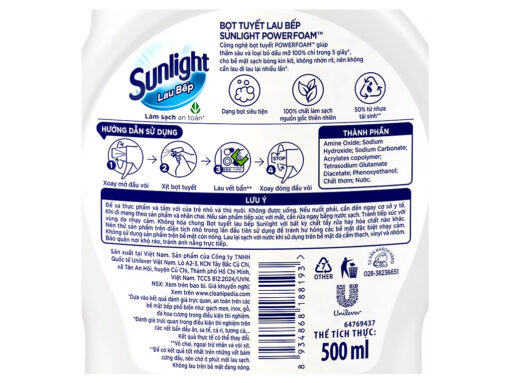 Xịt lau bếp Sunlight bọt tuyết chai 500ml - Hình ảnh 5