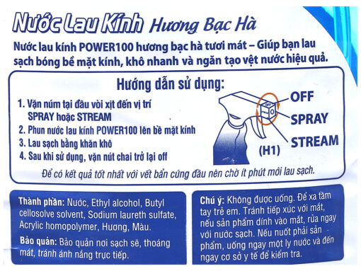 Nước lau kính Power100 hương bạc hà chai 580ml - Hình ảnh 5